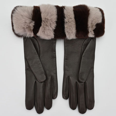 Women's Chinchilla Cuff Lambskin Gloves