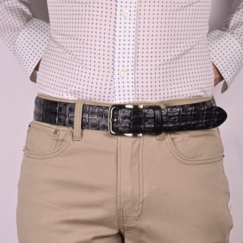 OLIMACI & CO. Black Crocodile Belt