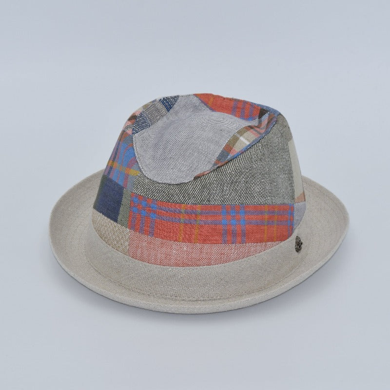 Linen Patchwork Porkpie Hat