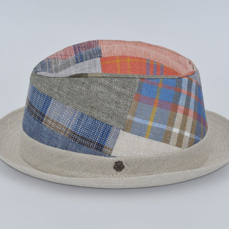 Linen Patchwork Porkpie Hat