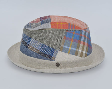 Linen Patchwork Porkpie Hat