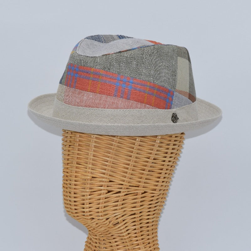 Linen Patchwork Porkpie Hat