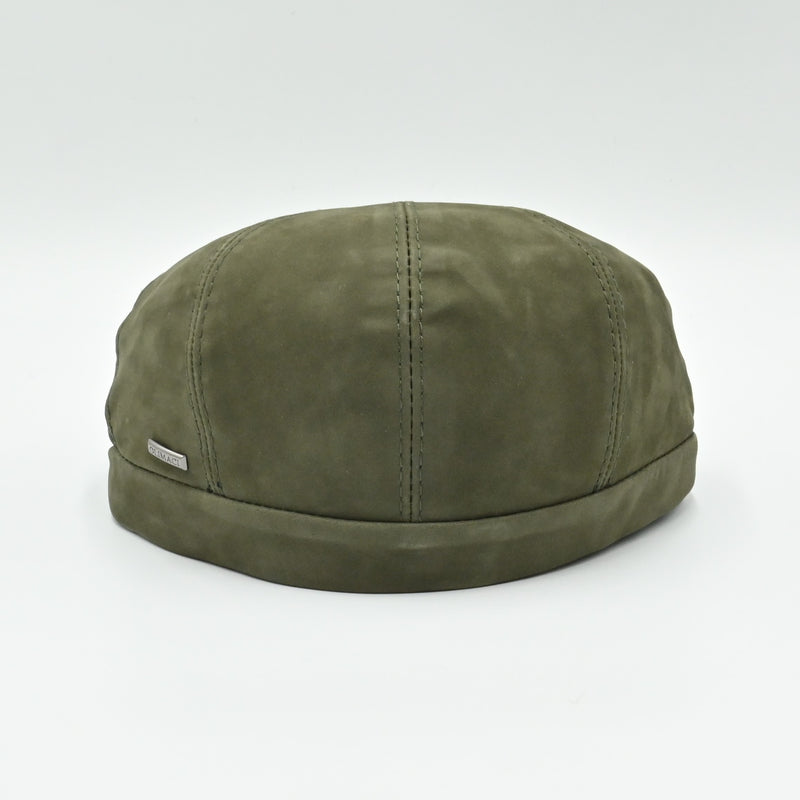 green Firenze Leather Newsboy Hat back view