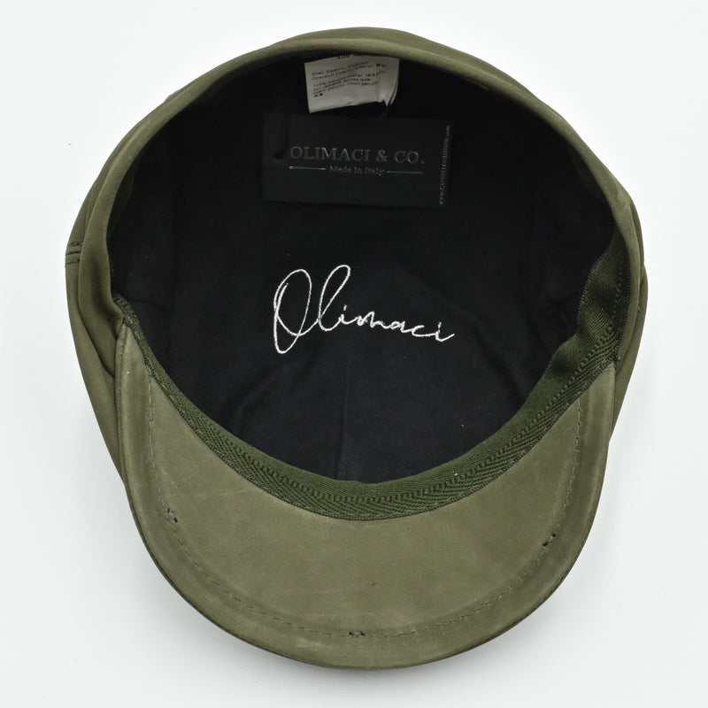 green Firenze Leather Newsboy Hat inside view