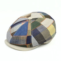 Multicolor Italian Patchwork Newsboy Hat on white background