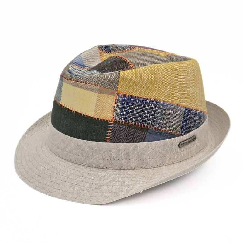 Multicolor Italian Patchwork Trilby Hat on white background