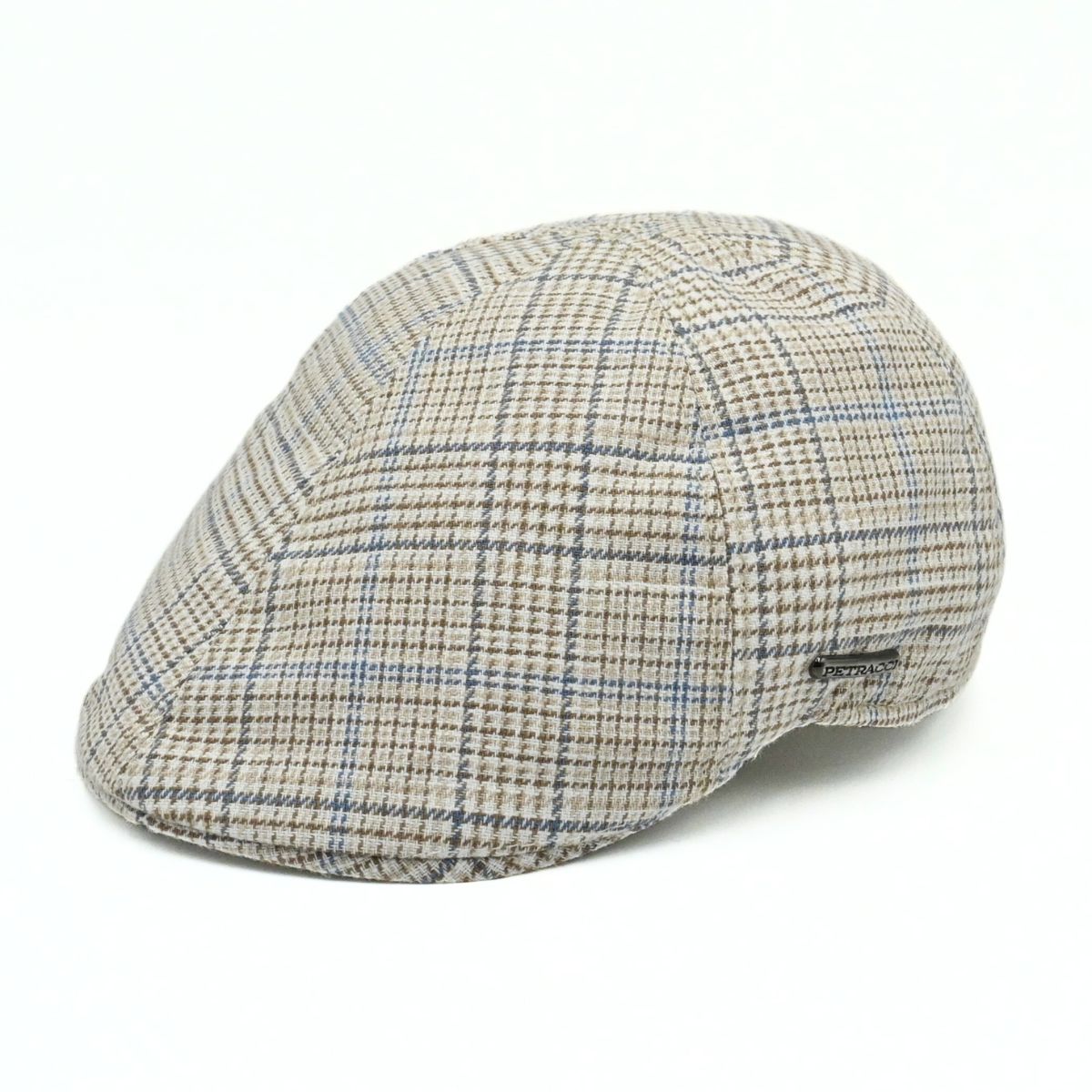 Beige Linen Prince Of Wales Hat on white background