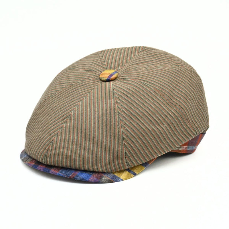 Multicolor Mantova Striped Newsboy Hat on white background