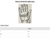 A guide on how to find the right glove size featuring an illustration of a hand with a measuring tape around the palm. Below, a men's size chart lists sizes: Small (8.5 inches), Medium (9 inches), and Large (9.5 inches).