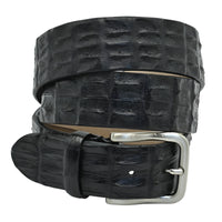 OLIMACI & CO. Black Crocodile Belt on white background