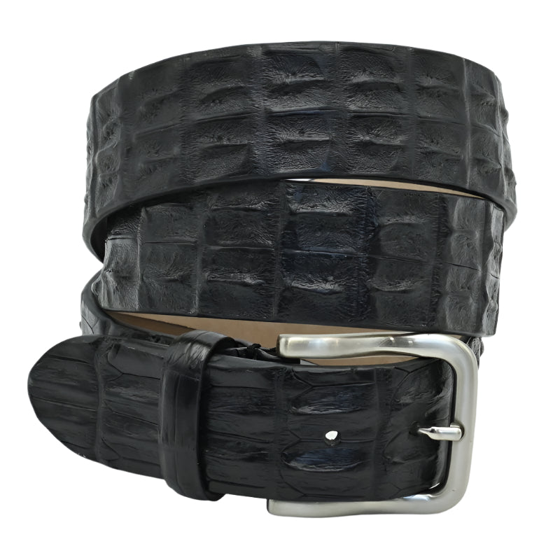 OLIMACI & CO. Black Crocodile Belt on white background