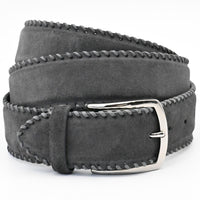 OLIMACI & CO. Grey Suede Belt on white background