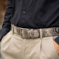 OLIMACI & CO. Natural Python Belt on person