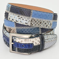 Blue OLIMACI & CO. Python Patchwork Blue Belt