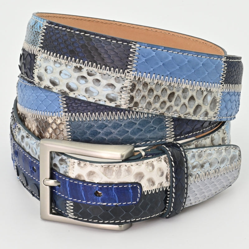 Blue OLIMACI & CO. Python Patchwork Blue Belt