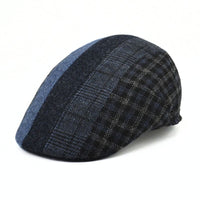 Navy Patterned Wool Cap on white background