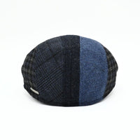 Navy Patterned Wool Cap on white background