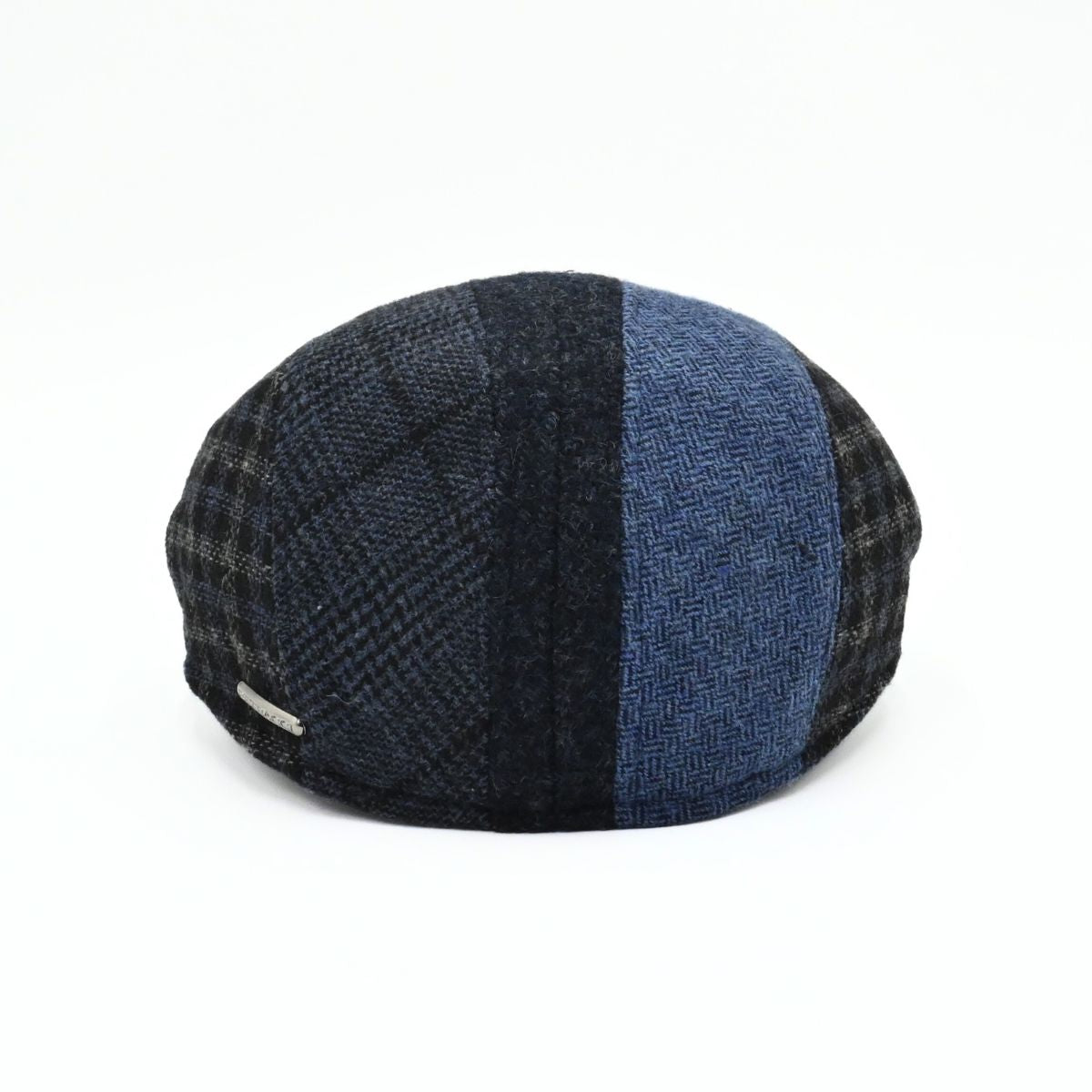 Navy Patterned Wool Cap on white background