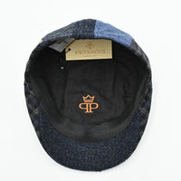 Navy Patterned Wool Cap on white background