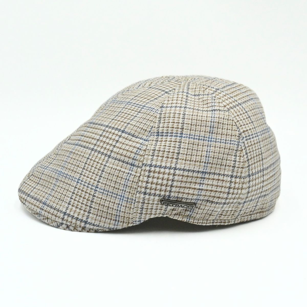 Beige Linen Prince Of Wales Hat on white background