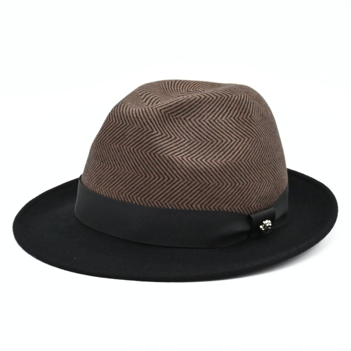Black/Brown 1930’s Style Two Tone Hat on white background