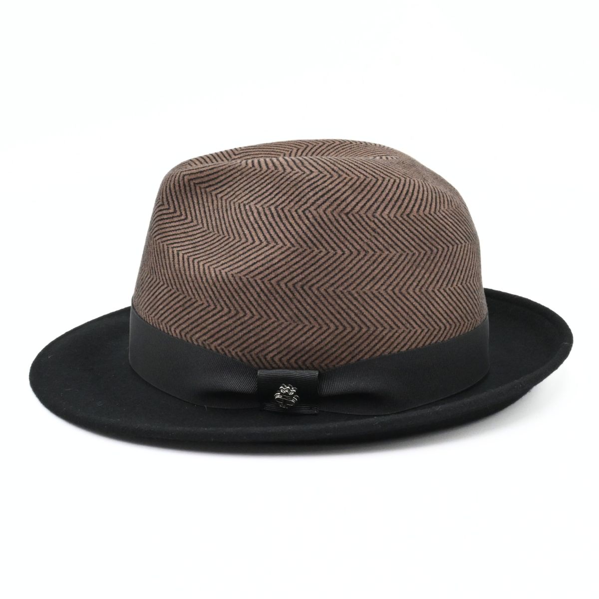 Black/Brown 1930’s Style Two Tone Hat on white background