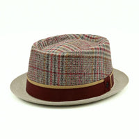 Bordo Bottoli Linen Pork Pie Hat on white background