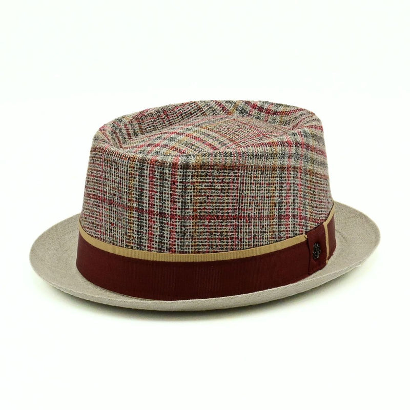 Bordo Bottoli Linen Pork Pie Hat on white background