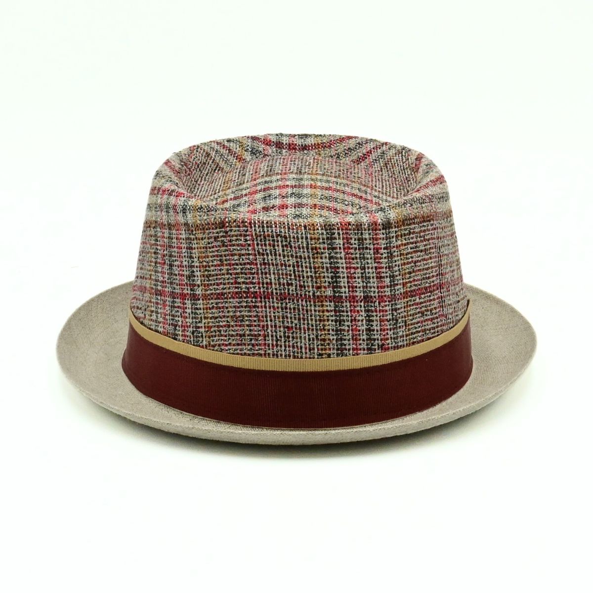 Bordo Bottoli Linen Pork Pie Hat on white background