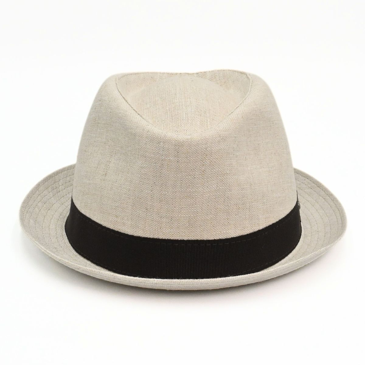Ecru Italian Linen Pork Pie Hat on white background