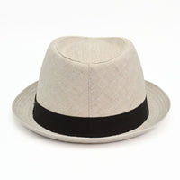 Ecru Italian Linen Pork Pie Hat on white background