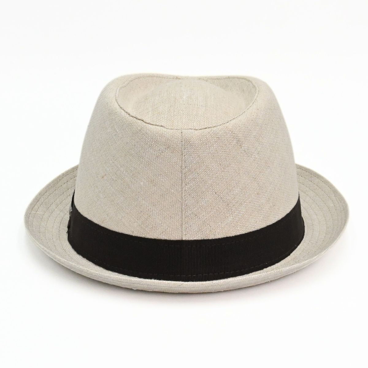 Ecru Italian Linen Pork Pie Hat on white background