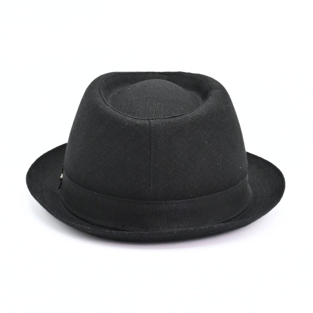 Black Italian Linen Pork Pie Hat on white background