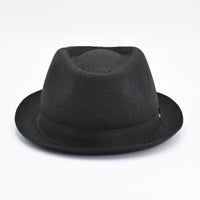 Black Italian Linen Pork Pie Hat on white background