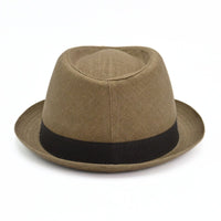 Tobacco Italian Linen Pork Pie Hat on white background