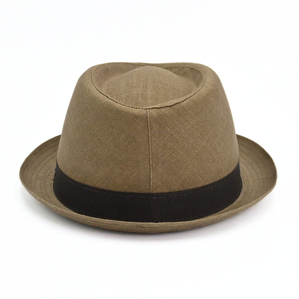 Tobacco Italian Linen Pork Pie Hat on white background