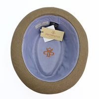 Tobacco Italian Linen Pork Pie Hat on white background