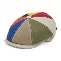 Multicolor Milan Italian Linen Newsboy Hat on white background