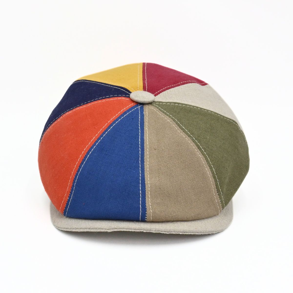 Multicolor Milan Italian Linen Newsboy Hat on white background