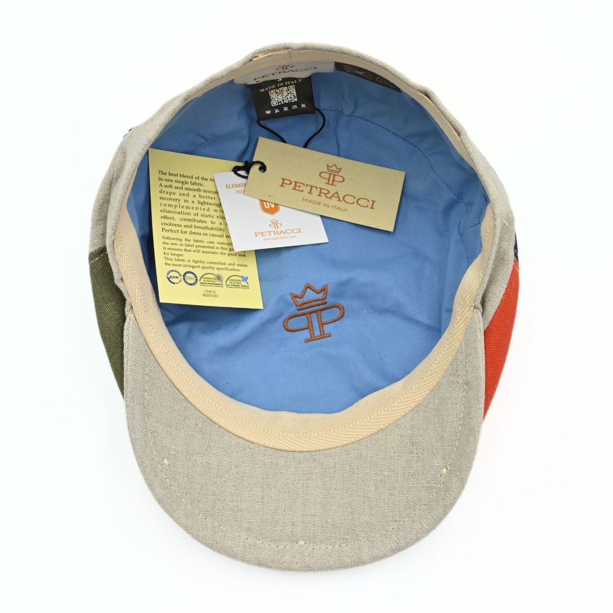 Multicolor Milan Italian Linen Newsboy Hat on white background