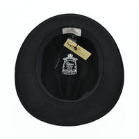 Black Classic 1930's Hat with a ribbon on a white background