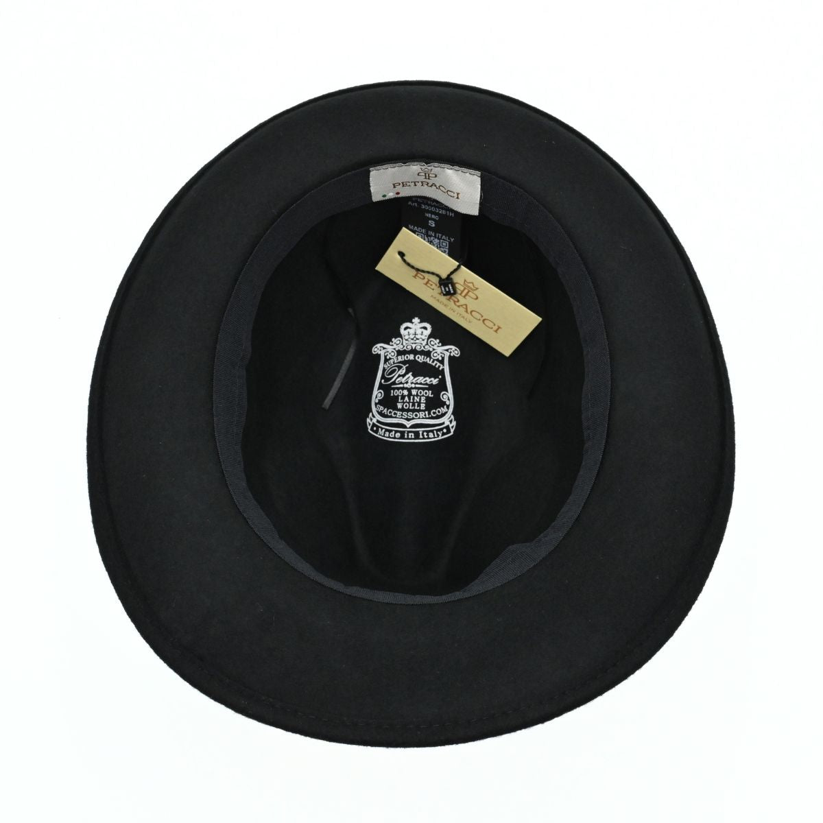 Black Classic 1930's Hat with a ribbon on a white background