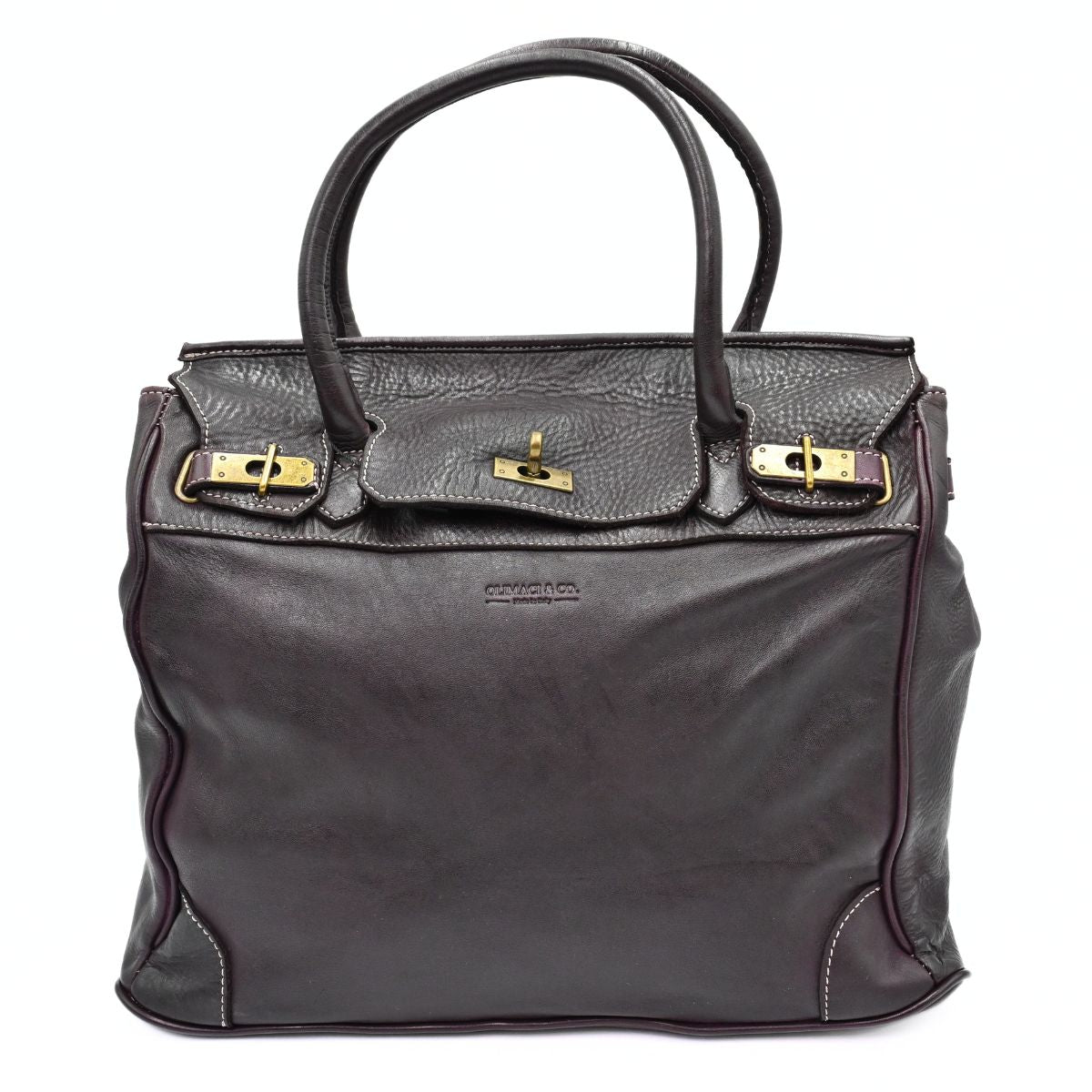 Burgundy Firenze Soft Leather Handbag on white background