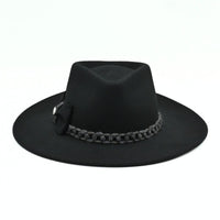 Black Women's Indiana Hat with Chained Band on white background