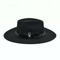 Black Women's Indiana Hat with Chained Band on white background