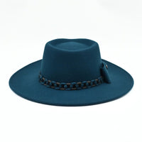 Blue Women's Indiana Hat with Chained Band on white background