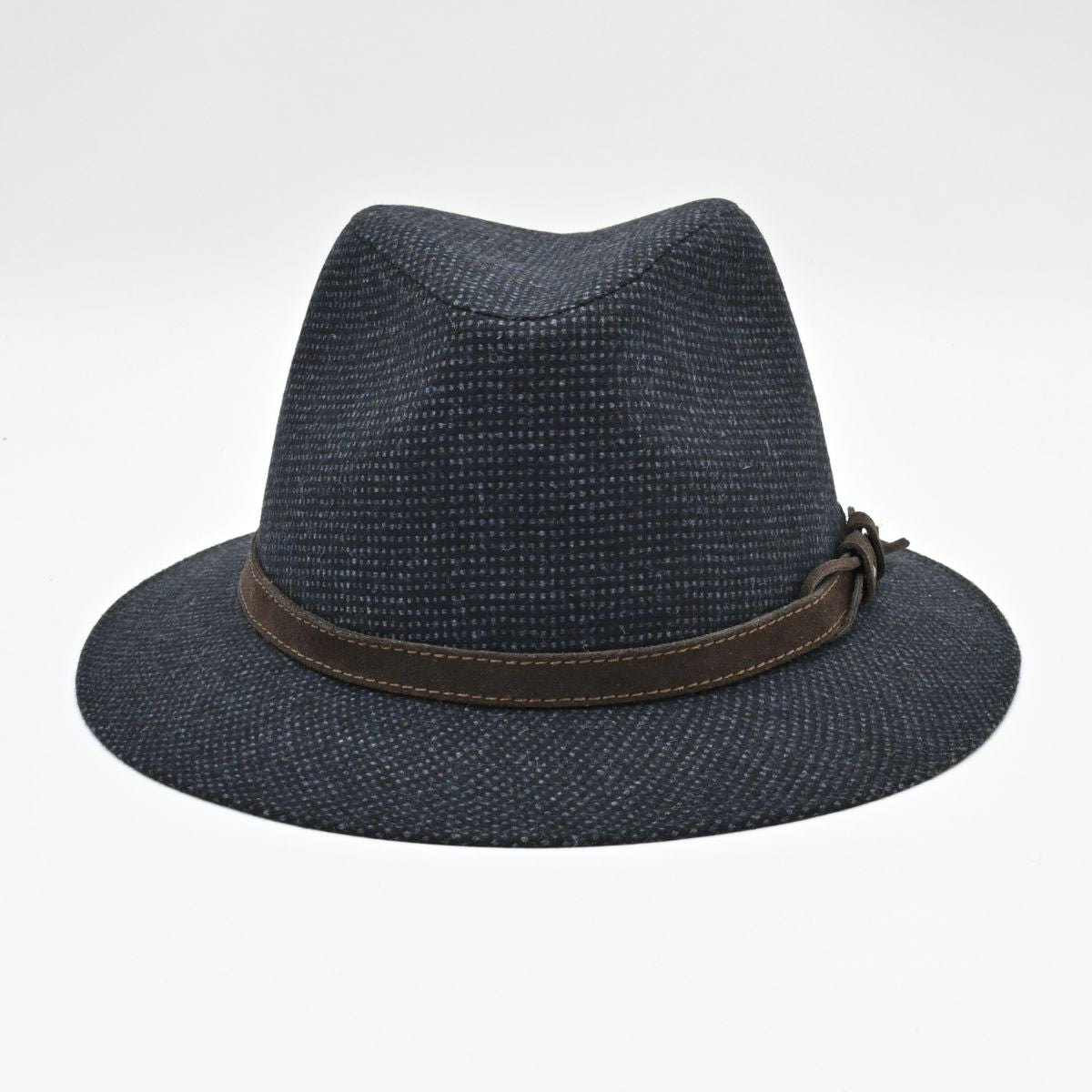 Black Patterned Indiana Jones Hat on white background