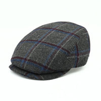 Grey Scottish Pattern Wool Cap on white background