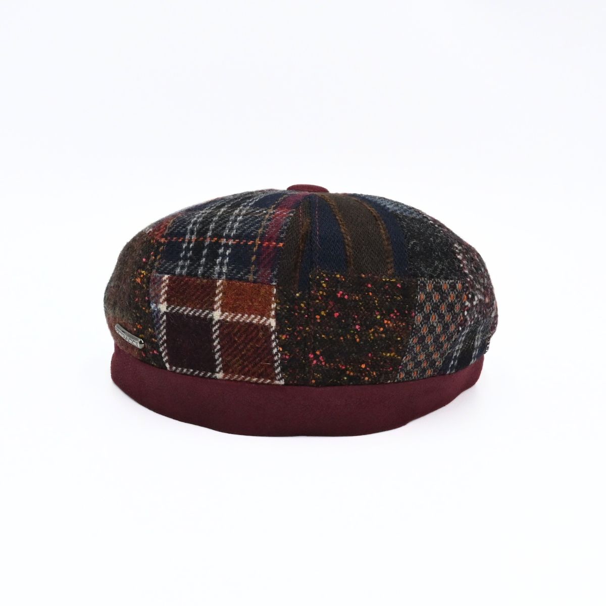 Bordo Irish Newsboy Patchwork Hat on white background