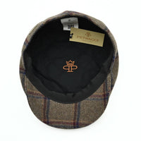 Brown Scottish Pattern Wool Cap on white background